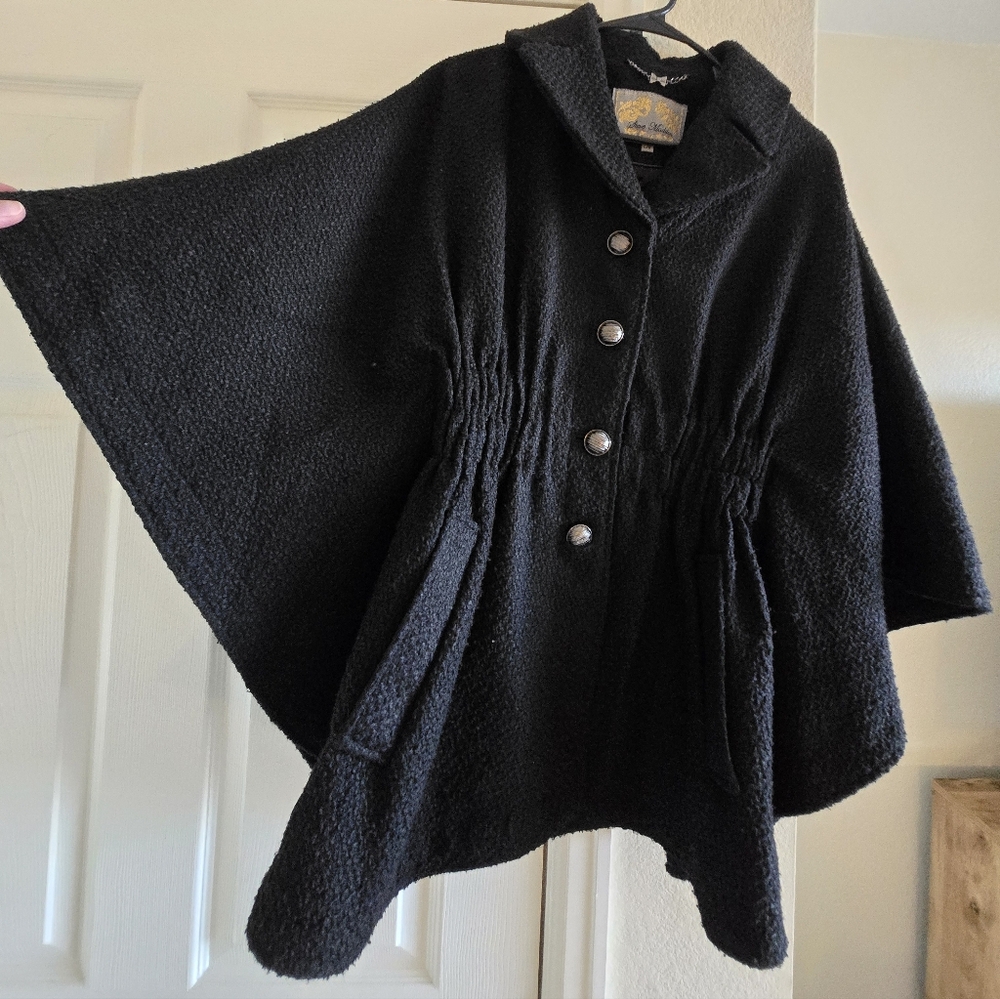 Steve Madden Charcoal Buttoned Cape